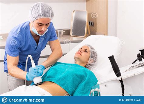Woman Receiving Body Ultrasound Lifting Procedure Stock Image Image