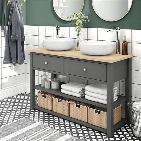 Supreme Bathroom Double Sink Vanity Units Floating Tv Console Ikea