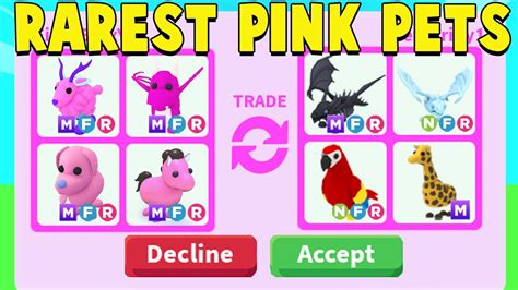 I Traded The 6 Rarest Pink Pets In Adopt Me Youtube