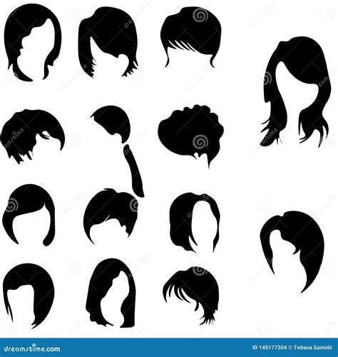 Web Hair Silhouettes Woman And Man Hairstyle Stock Illustration