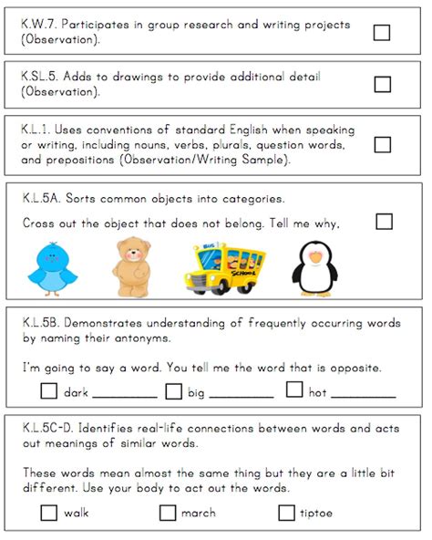 24 page, Illustrated Kindergarten Assessment | Kindergarten assessment, Kindergarten and School