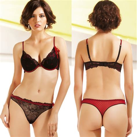 Newest Women Push Up Bra Sets Sexy Lace Panties Black And Red Seamless Bra Underwear Lingerie In