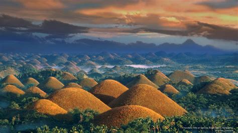 Chocolate Hills At Sunrise Bohol Island Philippines Tourist Spots