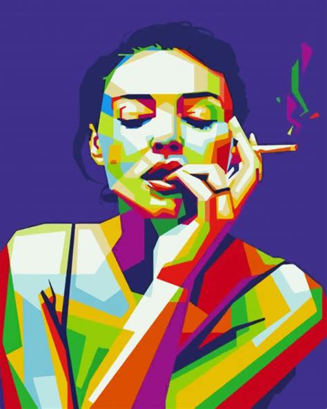 Colorful Lady Smoking Paint By Numbers Numeral Paint Kit