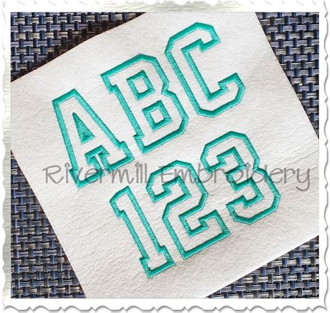 Varsity Outline Font Machine Embroidery Font Alphabet Embroidery