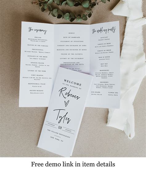 Printable Tri Fold Wedding Program Template Fully Editable Etsy