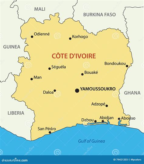 République De Cote D Ivoire Carte Illustration De Vecteur