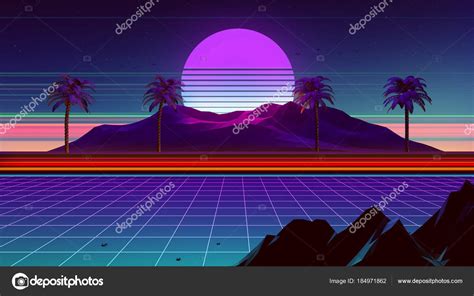 Fuente Retro Wave Años Synthwave Fondo Retrowave — Foto De Stock