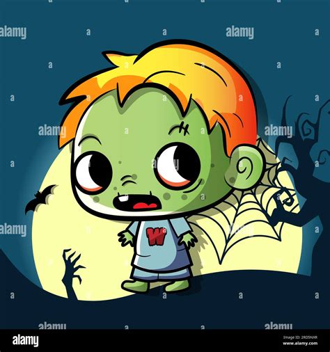 Cute Zombie Halloween Character Vector Illustration Stock Vector Image