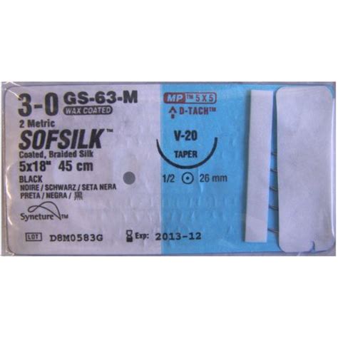 Covidien Sofsilk Black Braided Silk Suture Wneedle Gs832 Vs844