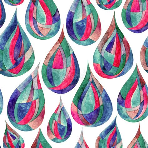 Watercolor Rain Drops Seamless Pattern Hand Painted Abstract Modern