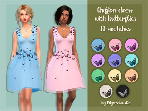 Chiffon Dress With Butterflies The Sims 4 Catalog