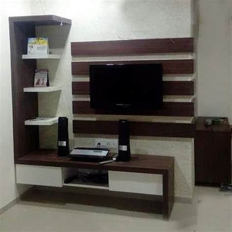 Brown Wall Mounted Modular Wooden Tv Cabinet For Hotel And Home At Rs