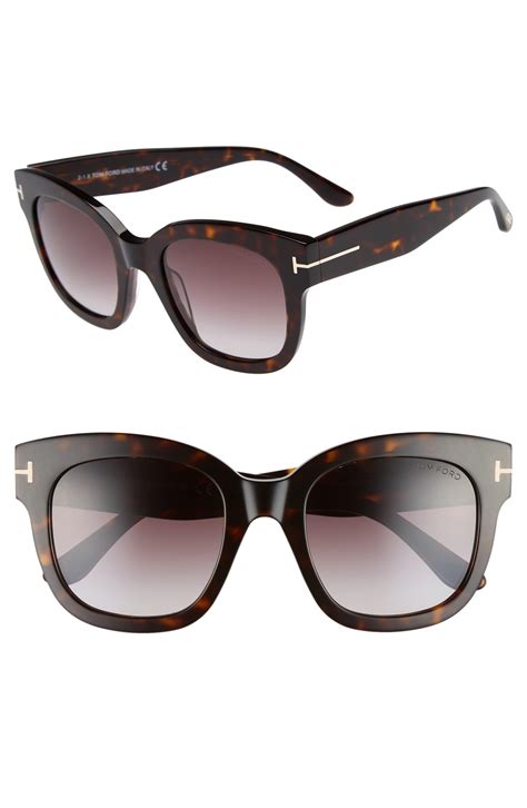 tom ford beatrix 52mm sunglasses dark havana gradient bordeaux in brown lyst