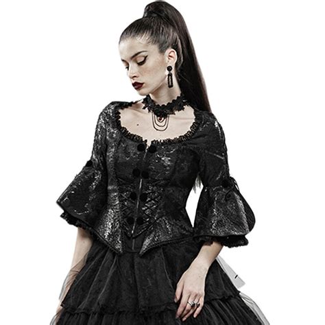 Pre Owned Punk Rave Gothic Goth Victorian Vintage Bluse Top Oberteil Baroque Flower Modesens