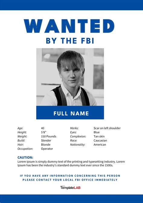 Wanted By Fbi Poster Template