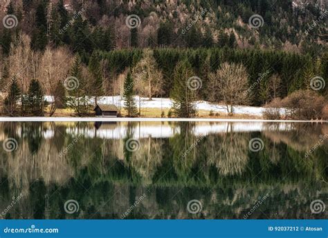 Mountain Lake Vorderer Langbathsee In Salzkammergut Upper Austria
