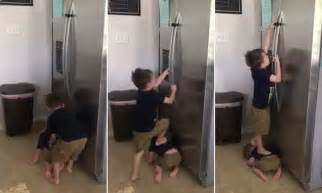 Nc Mom Catches Young Sons Teaming Up To Open Fridge Lock Daily Mail