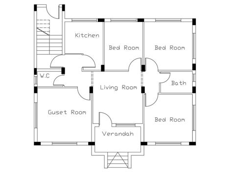 Bhk Simple House Plan Design Dwg File Cadbull Bank Home Com