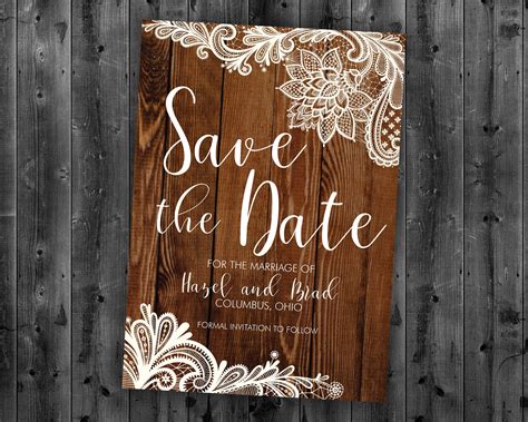 Rustic Lace Save The Date Cards Save The Date Postcard Wood Etsy