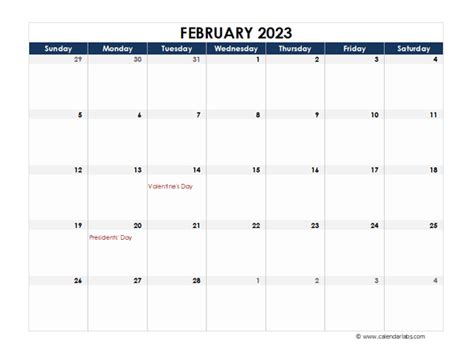 February 2023 Calendar Blank Free Printable Templates