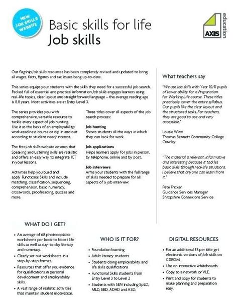 Job Skills Worksheets For Special Needs Students