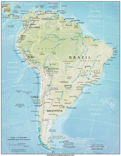 South America Physical Map Map Of South America Physical