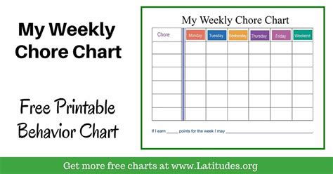 Free Weekly Chore Chart Colorful Acn Latitudes