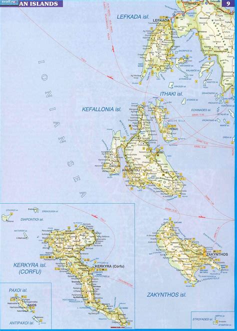 карты Подробная карта Ионических островов Ionian Islands Керкира