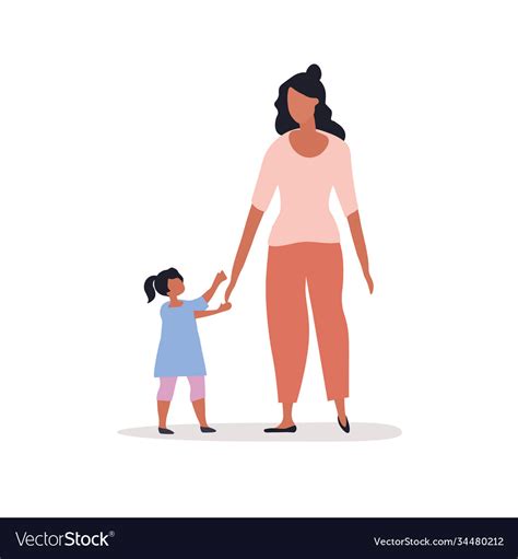 Mother Walking With Child Royalty Free Vector Image