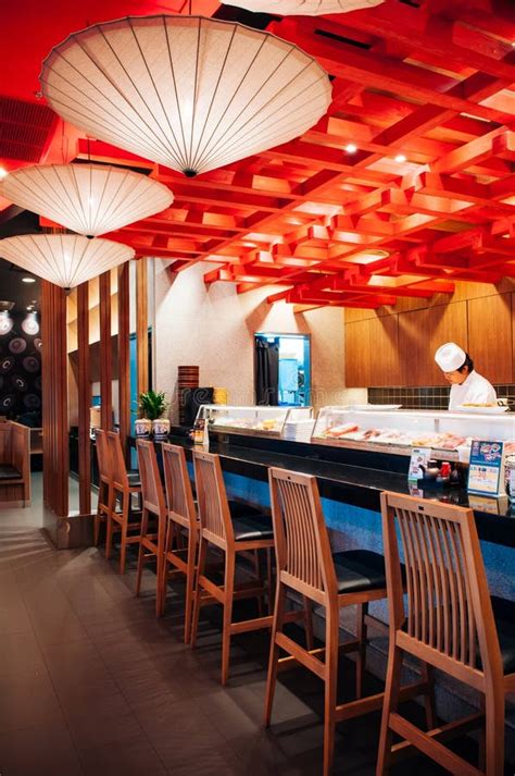 Japanese Sushi Restaurant Interior Design Stock Photo Image Of