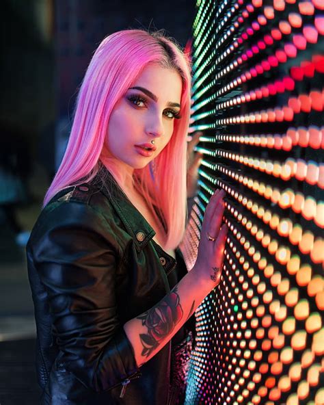Women Model Pink Hair Dyed Hair Straight Hair Looking At Viewer