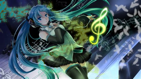 Wallpaper Hatsune Miku Blue Hair Girl Headphones Music Anime
