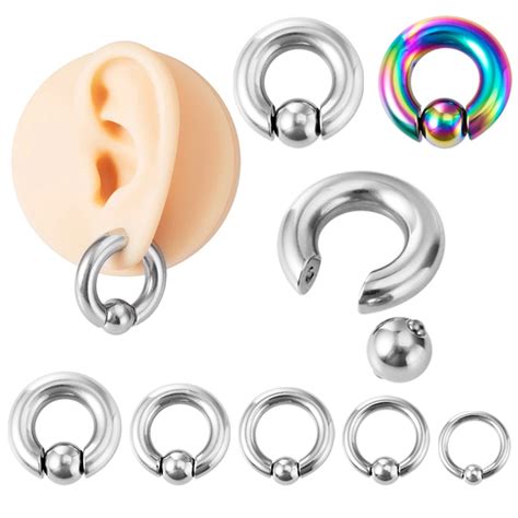 Pc Captive Bead Hoop Bcr Ear Piercing Weights Stainless Steel Stretcher Expander Gauge Closure