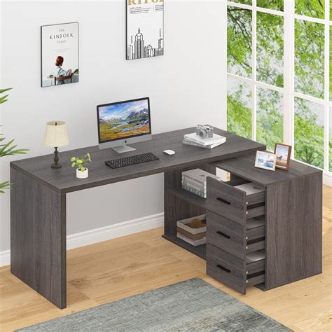 Buy Hsh L Shaped Desk With Drawers Shape Computer Storage Cabinet