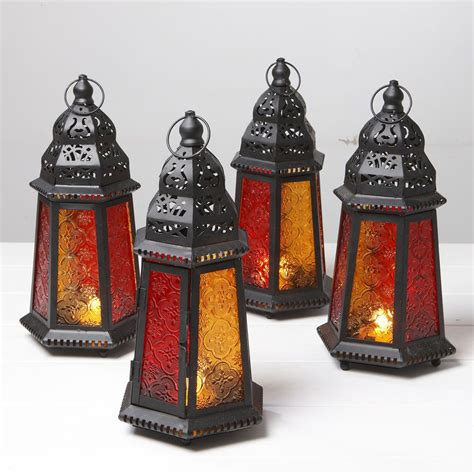 Moroccan Lantern Tea Light Holder Candle Decorative Metal Party Orangered