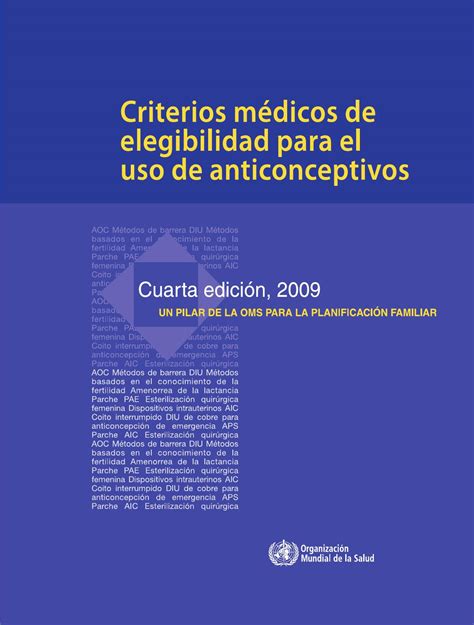 Criterios Medicos De Elegibilidad Para El Uso De Anticonceptivos Ed By
