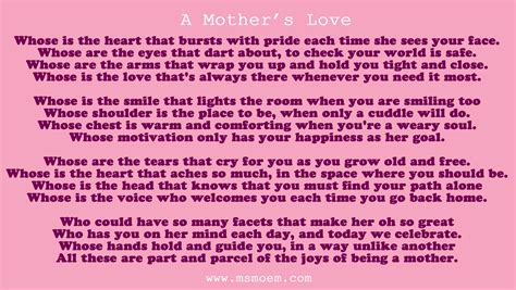 Mother S Day Poem A Mother S Love By Ms Moem Ms Moem Poems Life
