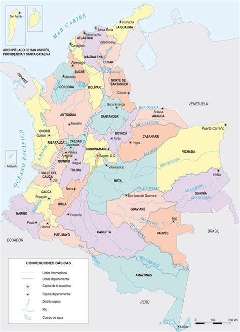 Mapa De Departamentos Y Capitales De Colombia Para Colorear Kulturaupice