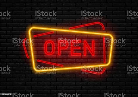 Open Neon Sign Light Stock Illustration Download Image Now 24 7 Abstract Advertisement