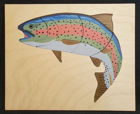 Wooden Rainbow Trout Puzzle Etsy
