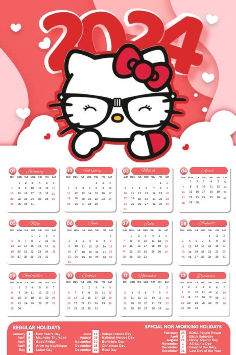 Hello Kitty Calendar 2024 Template Postermywall