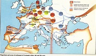 Migrations of barbarians and areas of settlement of Germanic tribes ...