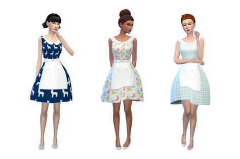 Alice Dress Retro Dress With Apron Sims 4 Cc Maxis Match Sims 4 Cc Skin