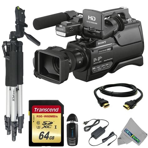 sony hxr mc2500 hxrmc2500 shoulder mount avchd camcorder with 3 inch lcd black transcend 64