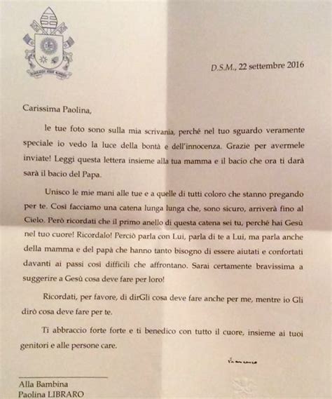 “this Is A Kiss From The Pope” Francis Letter To A Dying Girl