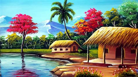 Village Painting Wallpapers Wallpaper Cave