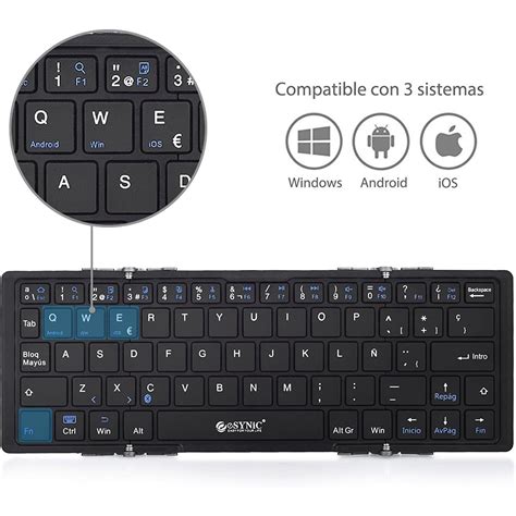 Esynic Wireless Mini Bluetooth Keyboard Spanish Foldable Esynic