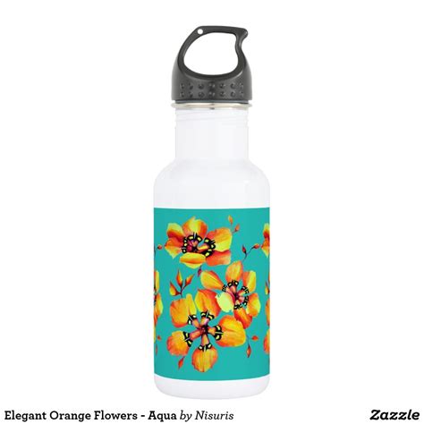 Elegant Orange Flowers Aqua Stainless Steel Water Bottle