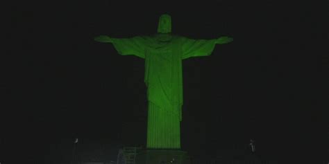 Green Rios Christ The Redeemer Statue Lit Up On World Environment Day